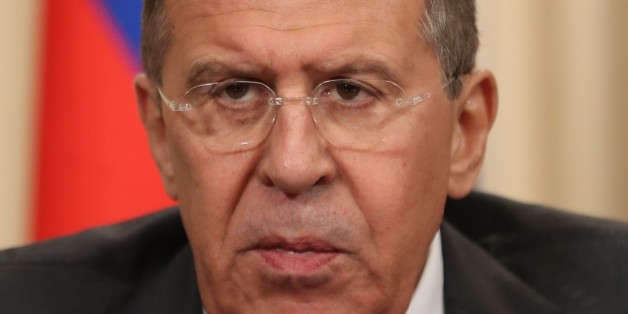 MOSCOW, RUSSIA - DECEMBER 20: Russian Foreign Minister Sergey Lavrov attends a joint press conference with Turkish Foreign Minister Mevlut Cavusoglu (not seen) and Iranian Foreign Minister Mohammad Javad Zarif (not seen) following the Turkey-Russia-Iran trilateral talks on the recent incidents in Aleppo, in Moscow, Russia on December 20, 2016. (Photo by Fatih Aktas/Anadolu Agency/Getty Images)