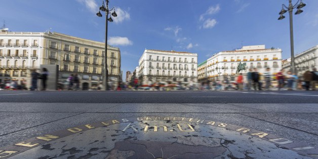 Origin of Spanish roads on Puerta del Sol, Madrid