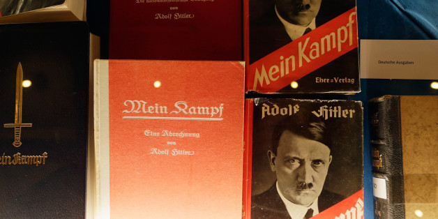 MUNICH, GERMANY - JANUARY 08: Historic copies of Adolf Hitler's 'Mein Kampf' are displayed during the book launch of a new critical edition at the Institut fuer Zeitgeschichte (Institute for Contemporary History) on January 8, 2016 in Munich, Germany. The new edition, which augments Hitler's original text with critical analysis, is the first new publication of the book in Germany since World War II. The state of Bavaria held the copyright to the book and prohibited publication, though the copyr