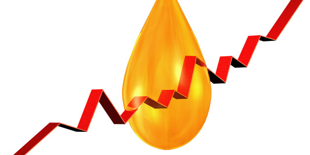 oildrop with stock chart on white background