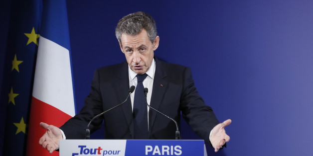 Nicolas Sarkozy, former French president and candidate for the French conservative presidential primary, reacts after partial results in the first round of the French center-right presidential primary election at his campaign headquarters in Paris, France, November 20, 2016. REUTERS/Ian Langsdon/Pool