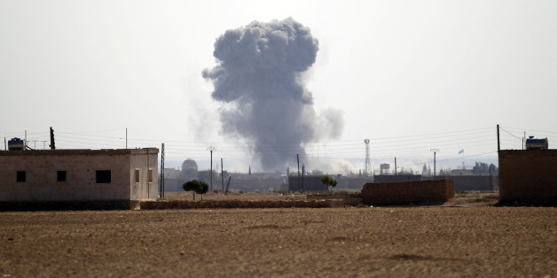 Smoke rises from airstrikes near Azaz city, northern Aleppo countryside, Syria October 11, 2016. REUTERS/Khalil Ashawi
