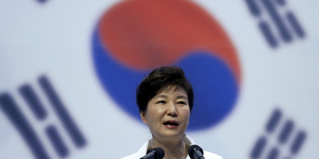 South Korean President Park Geun-hye speaks during a ceremony marking the 70th anniversary of the liberation from Japan's 1910-45 colonial rule, following the end of World War Two, on Liberation Day in Seoul, South Korea, August 15, 2015. REUTERS/Kim Hong-Ji