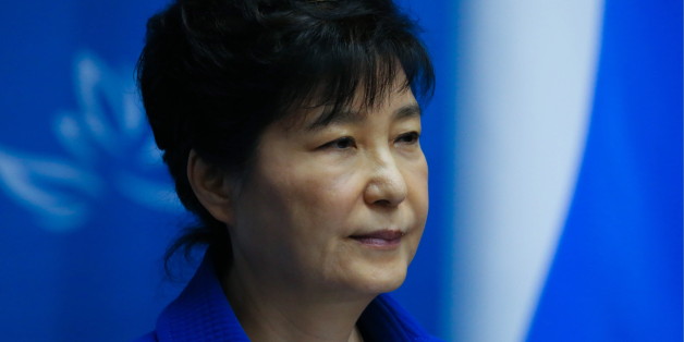 VLADIVOSTOK, RUSSIA - SEPTEMBER 3, 2016: South Korea's President Park Geun-hye gives a press conference following her meeting with Russia's President Vladimir Putin on the sidelines of the 2016 Eastern Economic Forum at Far Eastern Federal University on Russky Island. Sergei Savostyanov/TASS Host Photo Agency (Photo by Sergei Savostyanov\TASS via Getty Images)