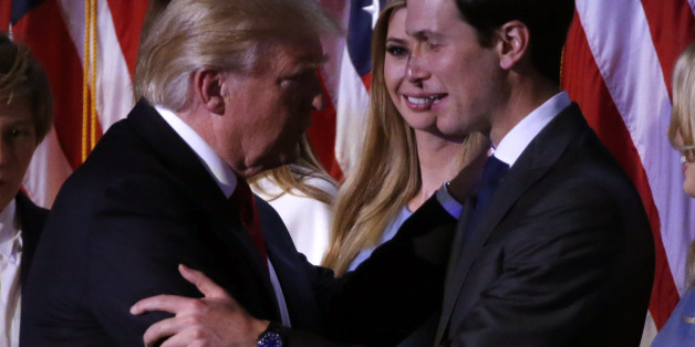 U.S. President-elect Donald Trump greets his daughter Ivanka and son in law Jared Kushner (R) at his election night rally in Manhattan, New York, U.S., November 9, 2016. REUTERS/Jonathan Ernst