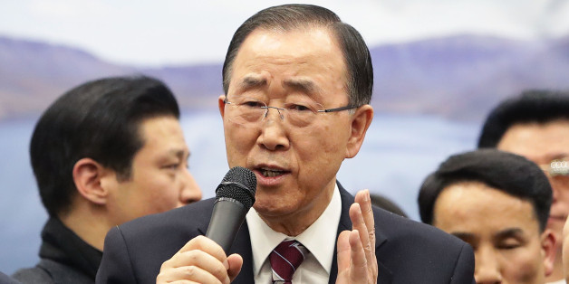 INCHEON, SOUTH KOREA - JANUARY 12: Former U.N. Secretary General Ban Ki-moon speaks to the media after he arrived at Incheon International Airport on January 12, 2017 in Incheon, South Korea. Former United Nations Secretary General Ban Ki-moon, succeeded by former Portuguese Prime Minister Antonio Guterres on 1 January 2017, returned home amid the increased attention. The U.S. prosecutors charged Ban's brother and nephew with conspiracy to bribe a government official on January 10, 2017 while B