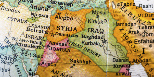 small desktop world globe showing Syria,Israel,lebanon,jordan, and vicinities