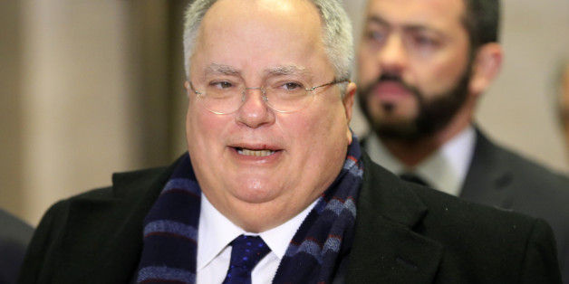 Greek Foreign Minister Nikos Kotzias arrives for the Conference on Cyprus at the European headquarters of the United Nations in Geneva, Switzerland, January 12, 2017. REUTERS/Pierre Albouy