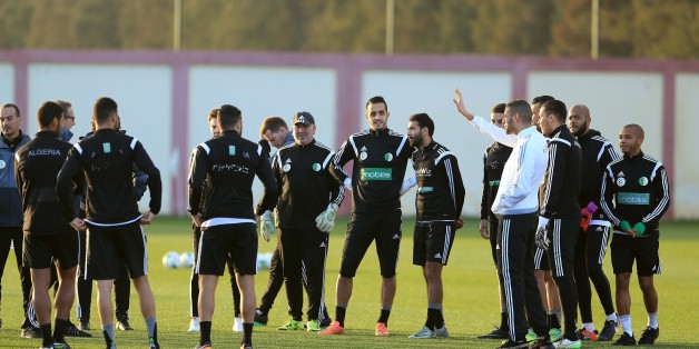 Algeria's players during a training session on January 4, 2017, at the National Technical Center in Sidi Moussa, during preparations for the upcoming 2017 Africa Cup of Nations in Gabon. (Photo by Billal Bensalem/NurPhoto via Getty Images)