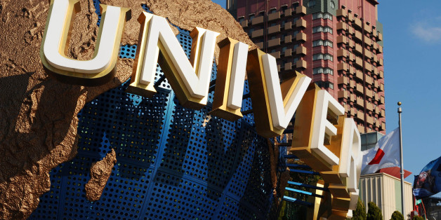 JAPAN - JANUARY 14: A model of the Universal Studios logo is displayed at the entrance to the theme park in Osaka, Japan, on Wednesday, Jan. 14, 2009. Goldman Sachs Group Inc. will today announce an offer for the rest of USJ Co., operator of the Universal Studios Japan theme park, three people familiar with the matter said. (Photo by Shinobu Ikazaki/Bloomberg via Getty Images)