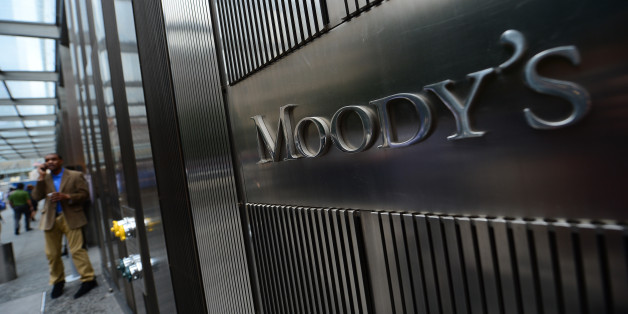 A sign for Moody's rating agency is displayed at the company headquarters in New York, September 18, 2012. AFP PHOTO/Emmanuel Dunand (Photo credit should read EMMANUEL DUNAND/AFP/GettyImages)