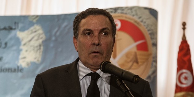 TUNIS, TUNISIA - DECEMBER 10: Tunisian Defense Minister Farhat Horchani and Algerian Secretary General of the Ministry of National Defence Mohamed Zenakhri (not seen) hold a joint press conference in Tunis, Tunisia on December 10, 2015. (Photo by Amine Landoulsi/Anadolu Agency/Getty Images)