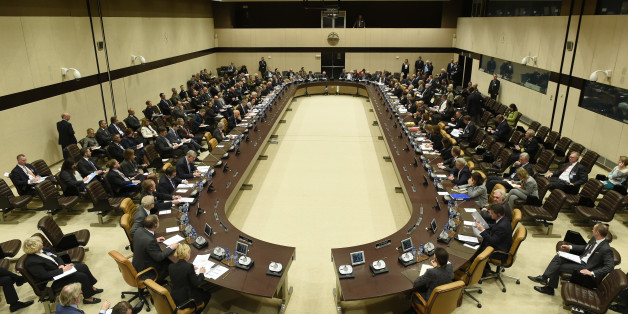 NATO Foreign ministers sit around a table during a Foreign Affairs meeting at the NATO headquarters in Brussels on December 7, 2016. / AFP / JOHN THYS (Photo credit should read JOHN THYS/AFP/Getty Images)