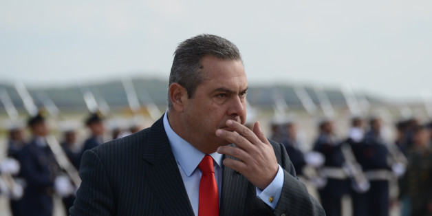Greek Minister of Defence Panos Kammenos attend US President Barack Obama arriving in Athens, Greece on November 15, 2016(Photo by Wassilios Aswestopoulos/NurPhoto via Getty Images)