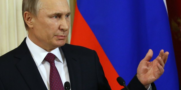 MOSCOW, RUSSIA - JANUARY 17: (RUSSIA OUT) Russian President Vladimir Putin speeches during his joint press conference with Moldovan President Igor Dodon (not pictured) after their meeting at the Kremlin on January 17, 2017 in Moscow, Russia. Newly elected President of Moldova Igor Dodon visits Russia for the first time. (Photo by Mikhail Svetlov/Getty Images)