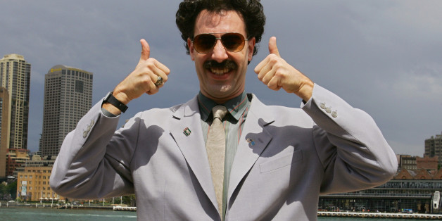 British actor Sacha Baron Cohen, acting as Kazakh TV reporter known as 'Borat', poses for photographers in Sydney November 13, 2006, during a promotion for his film "Borat: Cultural Learnings of America for Make Benefit Glorious Nation of Kazakhstan". The movie has led the worldwide box office for a second weekend, thanks to a boost in the number of North American theaters playing the comedy phenomenon. REUTERS/David Gray (AUSTRALIA)