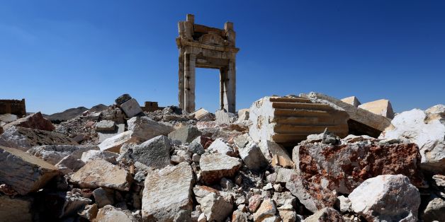 A picture shows on March 31, 2016 the remains of Temple of Bel's 'Cella', which was blown up by jihadists of the Islamic State (IS) group in August 2015, in the ancient Syrian city of Palmyra. The main building of the ancient temple was destroyed by IS as well as a row of columns in its immediate vicinity. Syrian troops backed by Russian forces recaptured Palmyra on March 27, 2016, after a fierce offencive to rescue the city from jihadists who view the UNESCO-listed site's magnificent ruins as