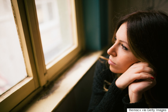 looking out of window