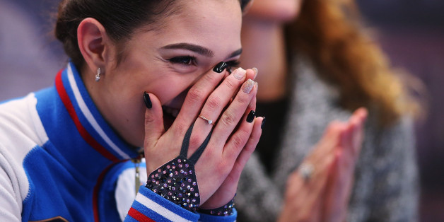 OSTRAVA, CZECH REPUBLIC - JANUARY 27: Evgenia Medvedeva of Russia reacts at the kiss and cry after competing in the Ladies Free Skating during day 3 of the European Figure Skating Championships at Ostravar Arena on January 27, 2017 in Ostrava, Czech Republic. (Photo by Joosep Martinson - ISU/ISU via Getty Images)