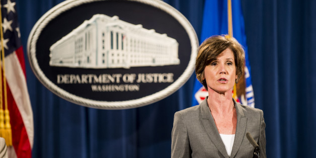 WASHINGTON, DC - JUNE 28: Deputy Attorney General Sally Q. Yates speaks during a press conference at the Department of Justice on June 28, 2016 in Washington, DC. Volkswagen has agreed to nearly $15 billion in a settlement over emissions cheating on its diesel vehicles. (Photo by Pete Marovich/Getty Images)