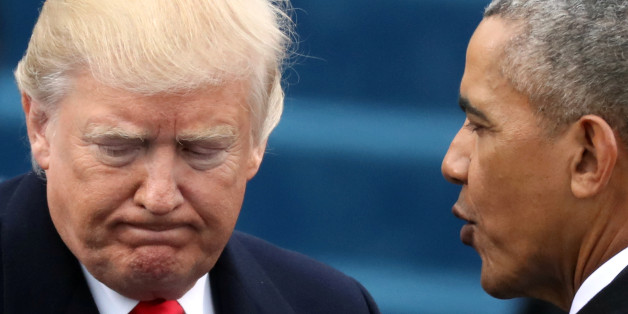 U.S. President Barack Obama (R) greets President-elect Donald Trump at inauguration ceremonies swearing in Trump as president on the West front of the U.S. Capitol in Washington, U.S., January 20, 2017. REUTERS/Carlos Barria