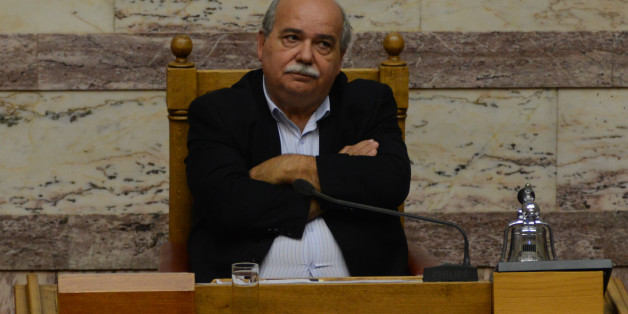 Speaker of Parliament Nikos Voutsis during parliamentary dispute at level of Party leaders on the topic of corruption in Athens on October 10, 2016. (Photo by Wassilios Aswestopoulos/NurPhoto via Getty Images)