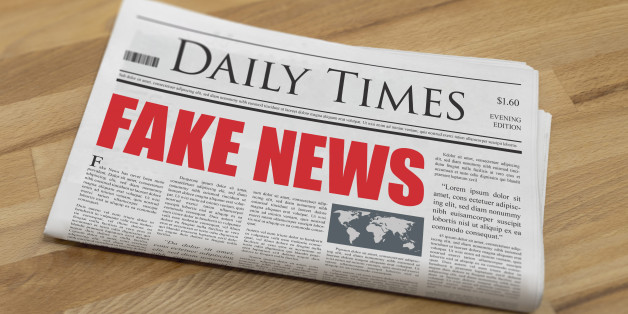 Fake news is the headline on a made up newspaper.