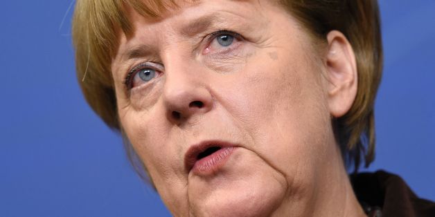 German Chancellor Angela Merkel gives a press conference with Sweden's Prime Minister (not in picture) in Stockholm on January 31, 2017.
Merkel is on a one-day official visit to Sweden. / AFP / Jonathan NACKSTRAND (Photo credit should read JONATHAN NACKSTRAND/AFP/Getty Images)