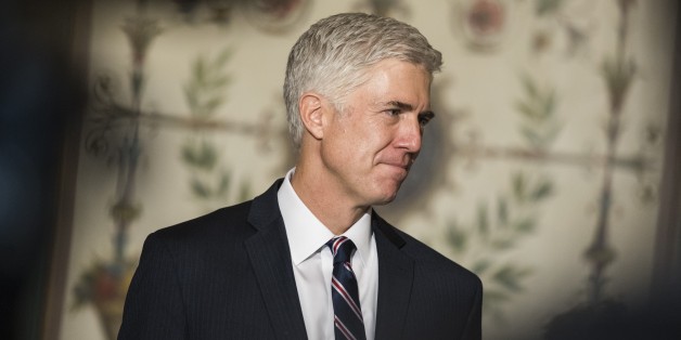 WASHINGTON, USA - FEBRUARY 1: Judge Neil Gorsuch, President Trumps nominee for the U.S. Supreme Court, meets with lawmakers at the U.S. Capitol in Washington, USA on February 1, 2017. (Photo by Samuel Corum/Anadolu Agency/Getty Images)