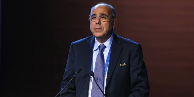 SAO PAULO, BRAZIL - JUNE 11: Mohamed Raouraoua, FIFA Executive Committee member and former Chairman of the Media Committee speaks during the 64th FIFA Congress at TEC on June 11, 2014 in Sao Paulo, Brazil. (Photo by Alexander Hassenstein - FIFA/FIFA via Getty Images)