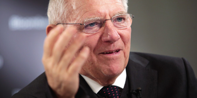 Wolfgang Schaeuble, Germany's finance minister, gestures as he speaks during a Bloomberg Television interview during the World Economic Forum (WEF) in Davos, Switzerland, on Thursday, Jan. 19, 2017. World leaders, influential executives, bankers and policy makers attend the 47th annual meeting of the World Economic Forum in Davos from Jan. 17 - 20. Photographer: Jason Alden/Bloomberg via Getty Images