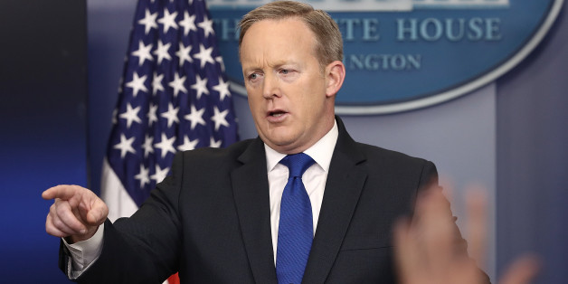 WASHINGTON, DC - FEBRUARY 01: White House Press Secretary Sean Spicer answers questions in the White House briefing room February 1, 2017 in Washington, DC. Spicer also took questions from the 'Skype Seats' in the briefing room, an effort by the Trump administration to provide reporters outside of Washington, DC to ask questions during the briefings. (Photo by Win McNamee/Getty Images)