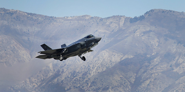 A Lockheed Martin Corp. F-35A jet flies during a training mission in Hill Air Force Base, Utah, U.S., on Friday, Oct. 21, 2016. Lockheed Martin Corp.'s accelerating revenue growth outlook is boosted by its recent portfolio moves, which are enabling the world's largest defense contractor to better capitalize on higher foreign demand. Rising F-35 production is a key driver, as deliveries are to double by 2019 vs. current levels. Photographer: George Frey/Bloomberg via Getty Images