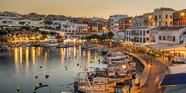 Sunset in Es Castells bay in Menorca, Balearic Island, Spain.