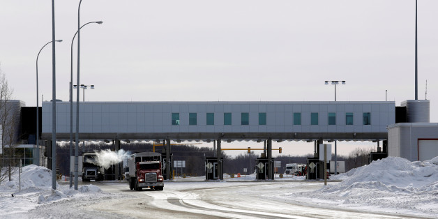 The Canadian side of the Canada-U.S border crossing, where refugees make their way into the province, is seen in Emerson, Manitoba, Canada, February 1, 2017. REUTERS/Lyle Stafford