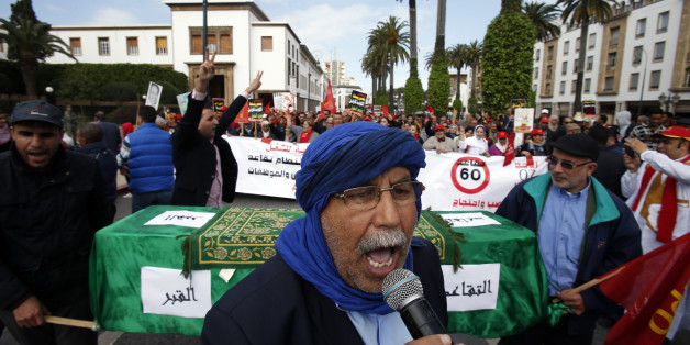 Manifestation à Rabat organisée par l’ODT pour de meilleures conditions de travail au Maroc, le 7 février 2016.