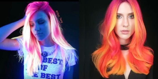 La mannequin Angelica Salek a prêté sa chevelure blonde à Guy Tang pour un "Phoenix Neon Glowing Hair".