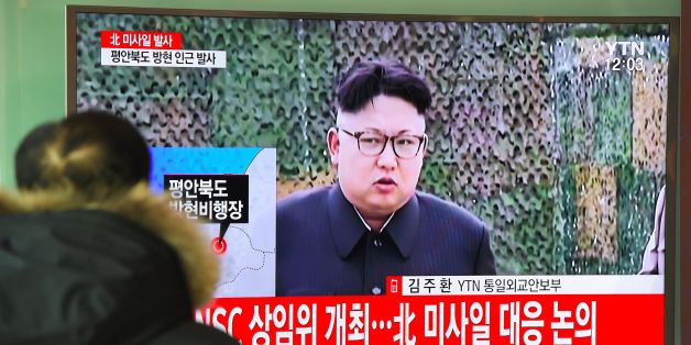 A man watches the news showing file footage of North Korean leader Kim Jong-Un at a railway station in Seoul on February 12, 2017.
North Korea fired a ballistic missile on February 12 in an apparent provocation to test the response from new US President Donald Trump, the South Korean defence ministry said. / AFP / JUNG Yeon-Je (Photo credit should read JUNG YEON-JE/AFP/Getty Images)