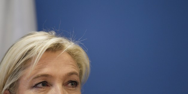 France's Far-right Party Front National (FN) President, Marine Le Pen, gives a press conference on January 16, 2015 in Nanterre, Paris' suburb. Marine Le Pen accused the EU on January 13 of weakening France's defences against terror, saying in the wake of the Paris attacks that the country could no longer control its own borders. AFP PHOTO / MATTHIEU ALEXANDRE (Photo credit should read MATTHIEU ALEXANDRE/AFP/Getty Images)