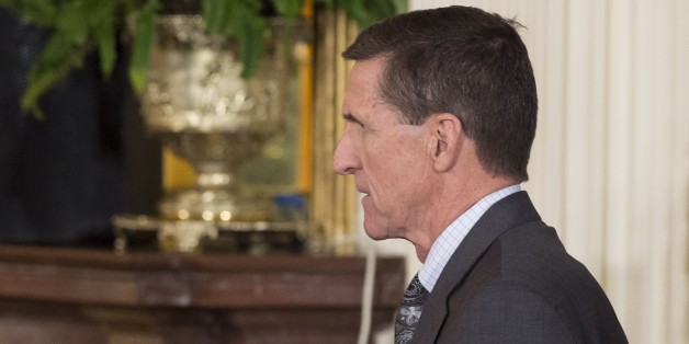 National Security Advisor Michael Flynn arrives for a press conference between US President Donald Trump and Canadian Prime Minister Justin Trudeau in the East Room of the White House in Washington, DC, February 13, 2017.
The White House announced February 13, 2017 that Michael Flynn has resigned as President Donald Trump's national security advisor, amid escalating controversy over his contacts with Moscow. In his formal resignation letter, Flynn acknowledged that in the period leading up to Trump's inauguration: 'I inadvertently briefed the vice president-elect and others with incomplete information regarding my phone calls with the Russian ambassador.' / AFP / SAUL LOEB (Photo credit should read SAUL LOEB/AFP/Getty Images)
