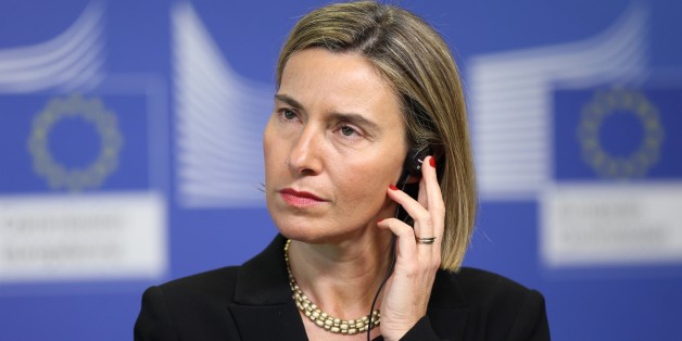 BRUSSELS, BELGIUM - FEBRUARY 2 : Chairman of the Presidential Council of Libya Fayez al-Sarraj (not seen) and High Representative of the European Union for Foreign Affairs and Security Policy, Federica Mogherini hold a press conference after their meeting in Brussels, Belgium on February 2, 2017. (Photo by Dursun Aydemir/Anadolu Agency/Getty Images)