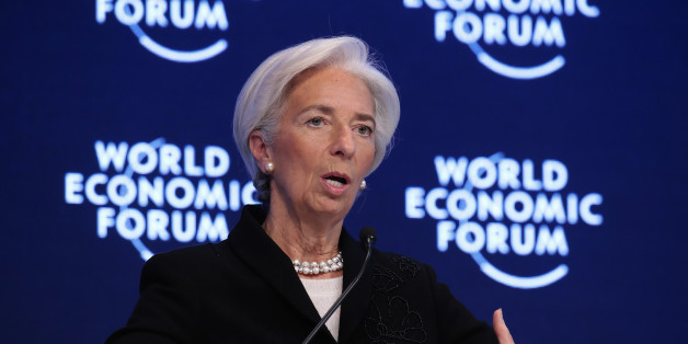 Christine Lagarde, managing director of the International Monetary Fund (IMF), gestures as she speaks during a plenary session at the World Economic Forum (WEF) in Davos, Switzerland, on Friday, Jan. 20, 2017. World leaders, influential executives, bankers and policy makers attend the 47th annual meeting of the World Economic Forum in Davos from Jan. 17 - 20. Photographer: Jason Alden/Bloomberg via Getty Images