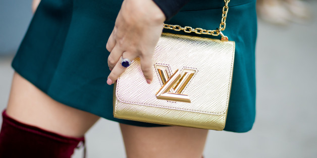NEW YORK, NY - FEBRUARY 15: A golden Louis Vuitton bag outside Delpozo on February 15, 2017 in New York City. (Photo by Christian Vierig/Getty Images) *** Local Caption ***