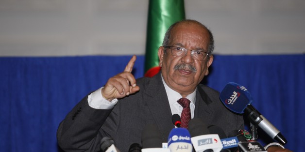 ALGIERS, ALGERIA - APRIL 14: Algerian Minister for African and Maghreb affairs, Abdelader Messahel holds a joint press conference with United Nations (UN) Special Representative and Head of the UN Support Mission in Libya, Bernardino Leon (not seen) in Algiers, Algeria on April 14, 2015. USA and five European countries called 12 April for an immediate and unconditional ceasefire in Libya, welcoming the resumption 13 April, in Algeria, of dialogue between the different factions under a UN aegis,