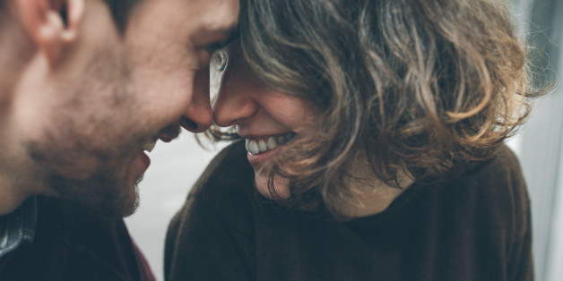 Vintage couple hugs and laughing .Coffee shop. instagram toned