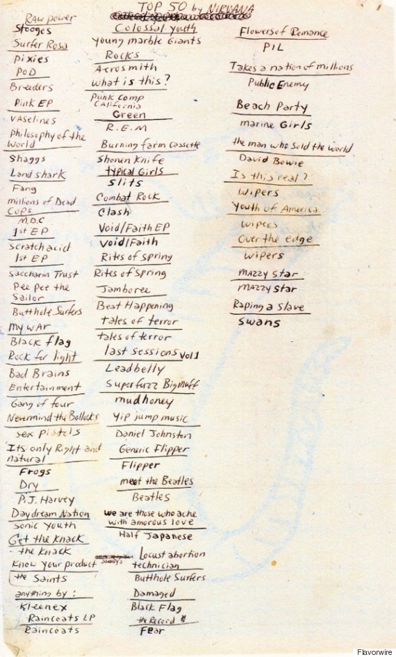 kurt cobain list