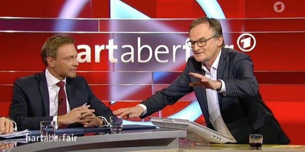 Chaos bei "Hart aber Fair": Selbst mit großem Körpereinsatz kann Plasberg Lindner nicht bremsen