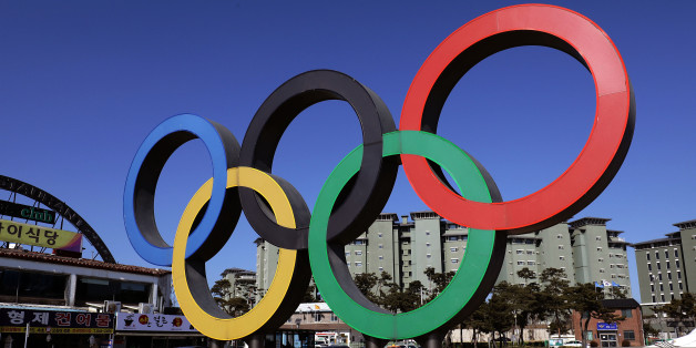 GANGNEUNG, SOUTH KOREA - FEBRUARY 8: The Olympic rings is seen in Gangneung town, near the venue for the Speed Skating, Figure Skating and Ice Hockey ahead of PyeongChang 2018 Winter Olympic Games on February 8, 2017 in Gangneung, South Korea. (Photo by Chung Sung-Jun/Getty Images)