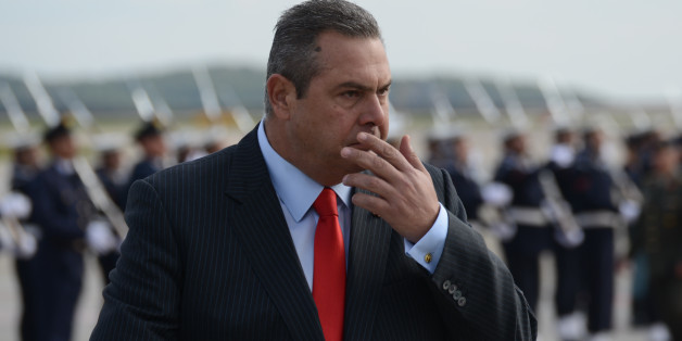 Greek Minister of Defence Panos Kammenos attend US President Barack Obama arriving in Athens, Greece on November 15, 2016(Photo by Wassilios Aswestopoulos/NurPhoto via Getty Images)