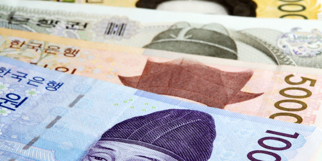Set of Korean currency in the form of semicircle